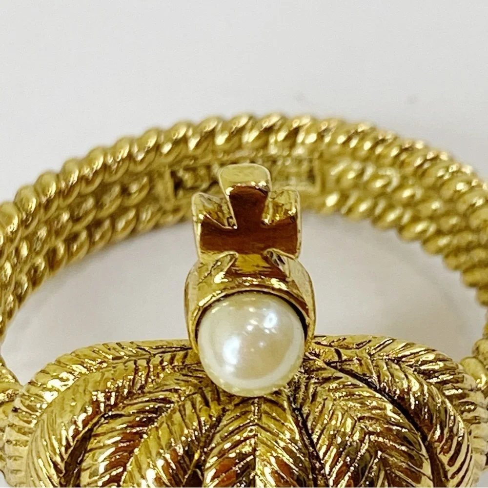 RJ Graziano Gold Crown Pearl Embellished Napkin Rings Set Of 4